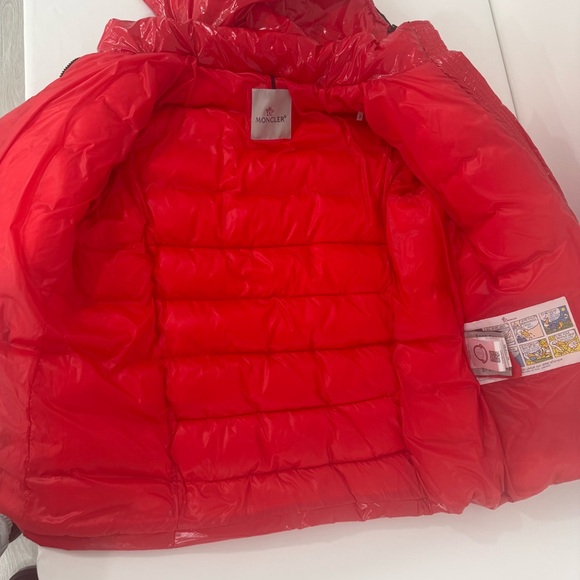 Moncler Women’s Bright Red Shiny Puffer Coat - Picture 2 of 9